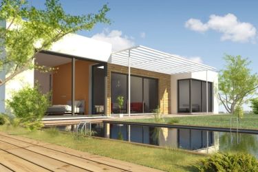 maison neuve moderne et piscine