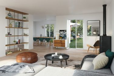 Salon d'un appartement neuf à Lyon proposé par Nexity