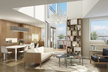 Salon d'un appartement ouvert sur une terasse